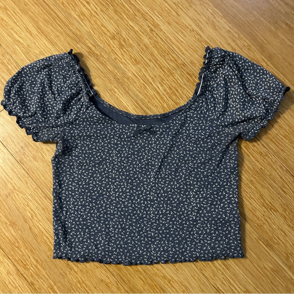 American Eagle Blue Floral Top